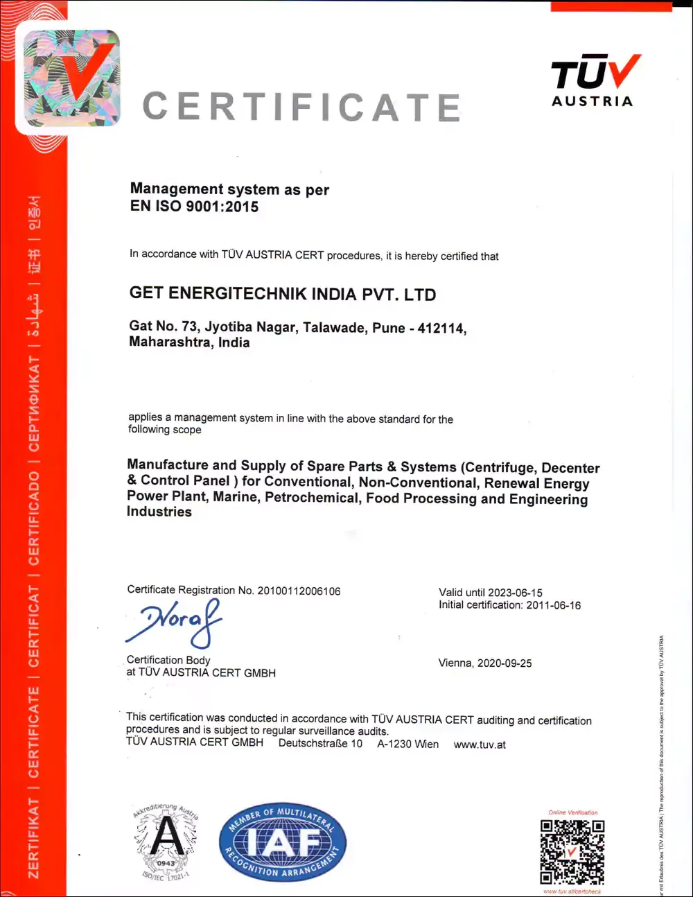 ISO Certificate